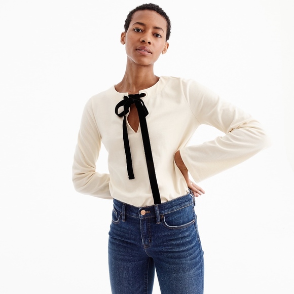 J.crew velvet tie front top, Sz S, NWT - Picture 3 of 5